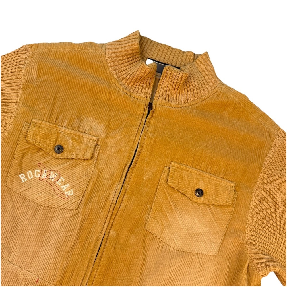Rocawear Corduroy Jacket Sweater Full Zip Women's Large Embroidered Y2K 90s